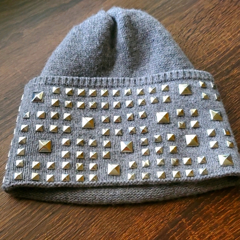 Michael Kors Gray Beanie with Silver Studs